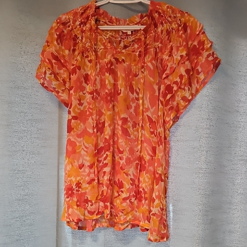 Part Two Floral Blouse in Red and Orange